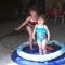 Celeste and Sofia in garage in pool